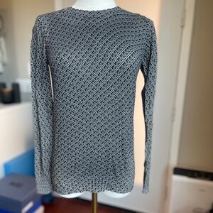 Banana Republic Lightweight Cotton Pullover Sweater Black Pattern Sz S